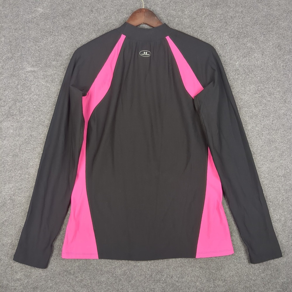 Under Armour ColdGear Mock Neck Long Sleeve Shirt XXL Black Pink Colorblock - Picture 7 of 11